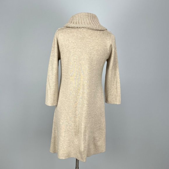 Vince Camuto Beige Tan Cowl Neck Midi Sweater Knit Dress size Small - Picture 6 of 11